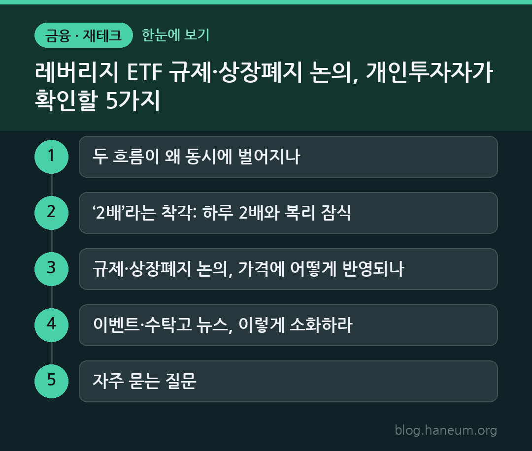 레버리지 ETF 규제·상장폐지 논의, 개인투자자가 확인할 5가지 한눈에 보기