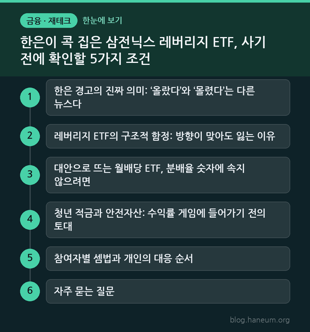 한은이 콕 집은 삼전닉스 레버리지 ETF, 사기 전에 확인할 5가지 조건 한눈에 보기
