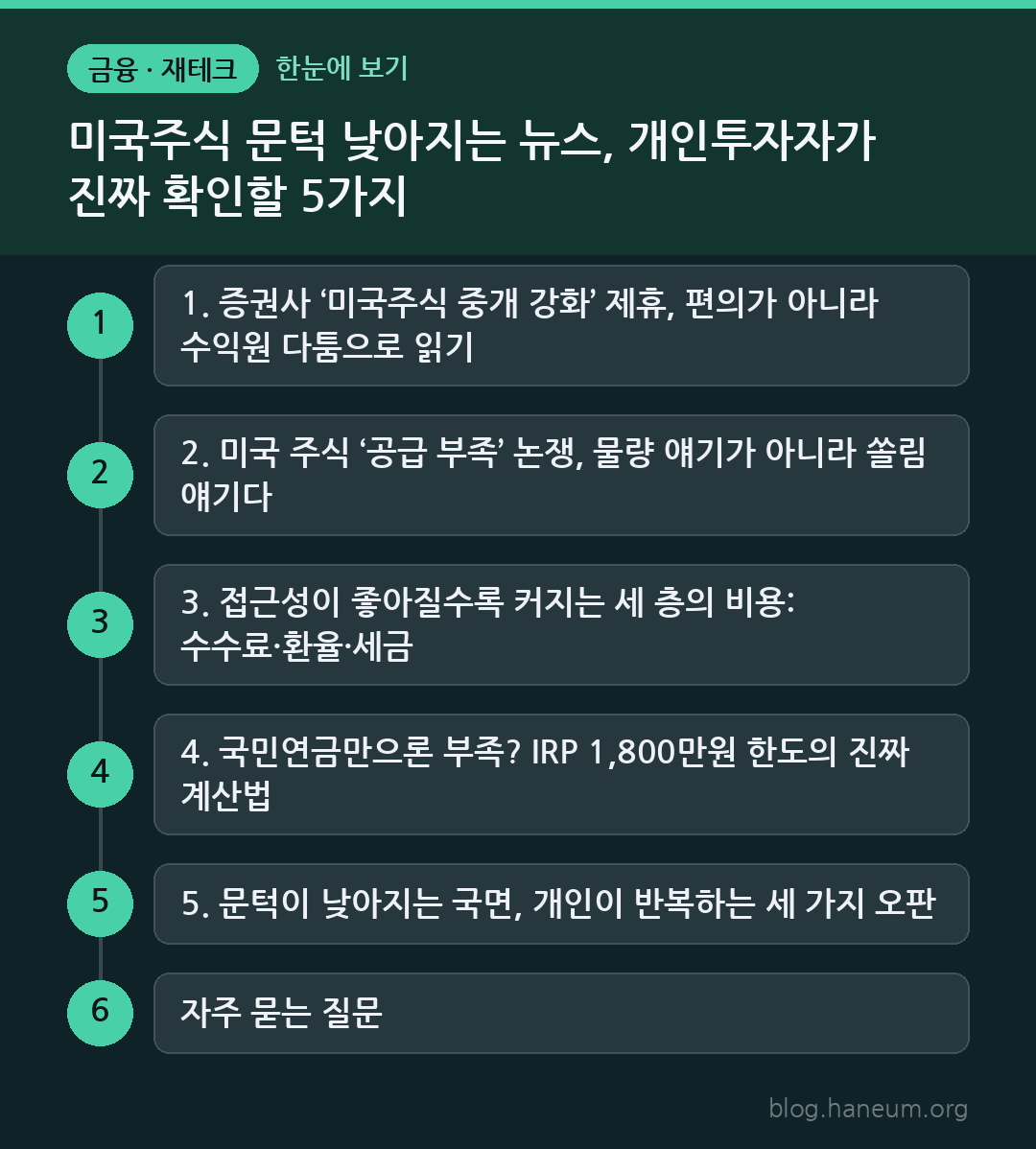 미국주식 문턱 낮아지는 뉴스, 개인투자자가 진짜 확인할 5가지 한눈에 보기