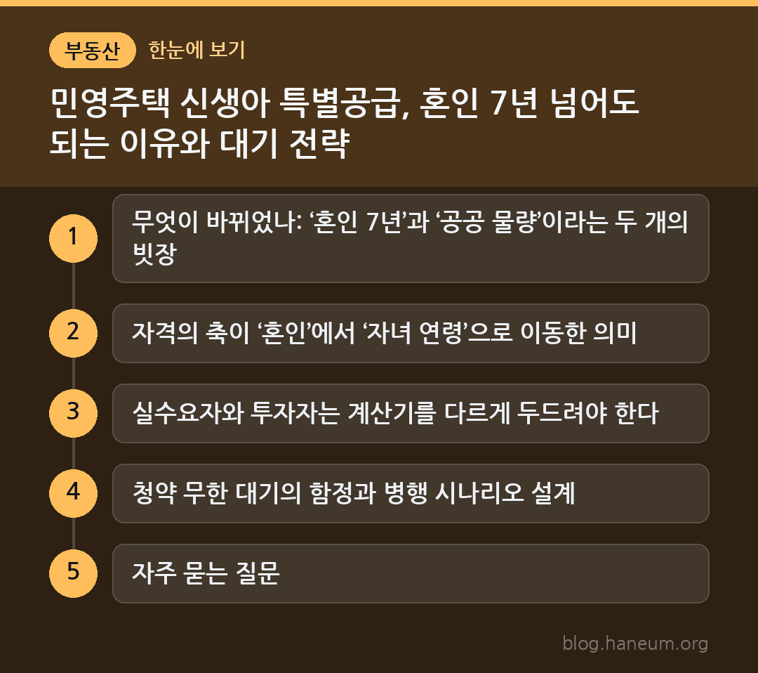 민영주택 신생아 특별공급, 혼인 7년 넘어도 되는 이유와 대기 전략 한눈에 보기