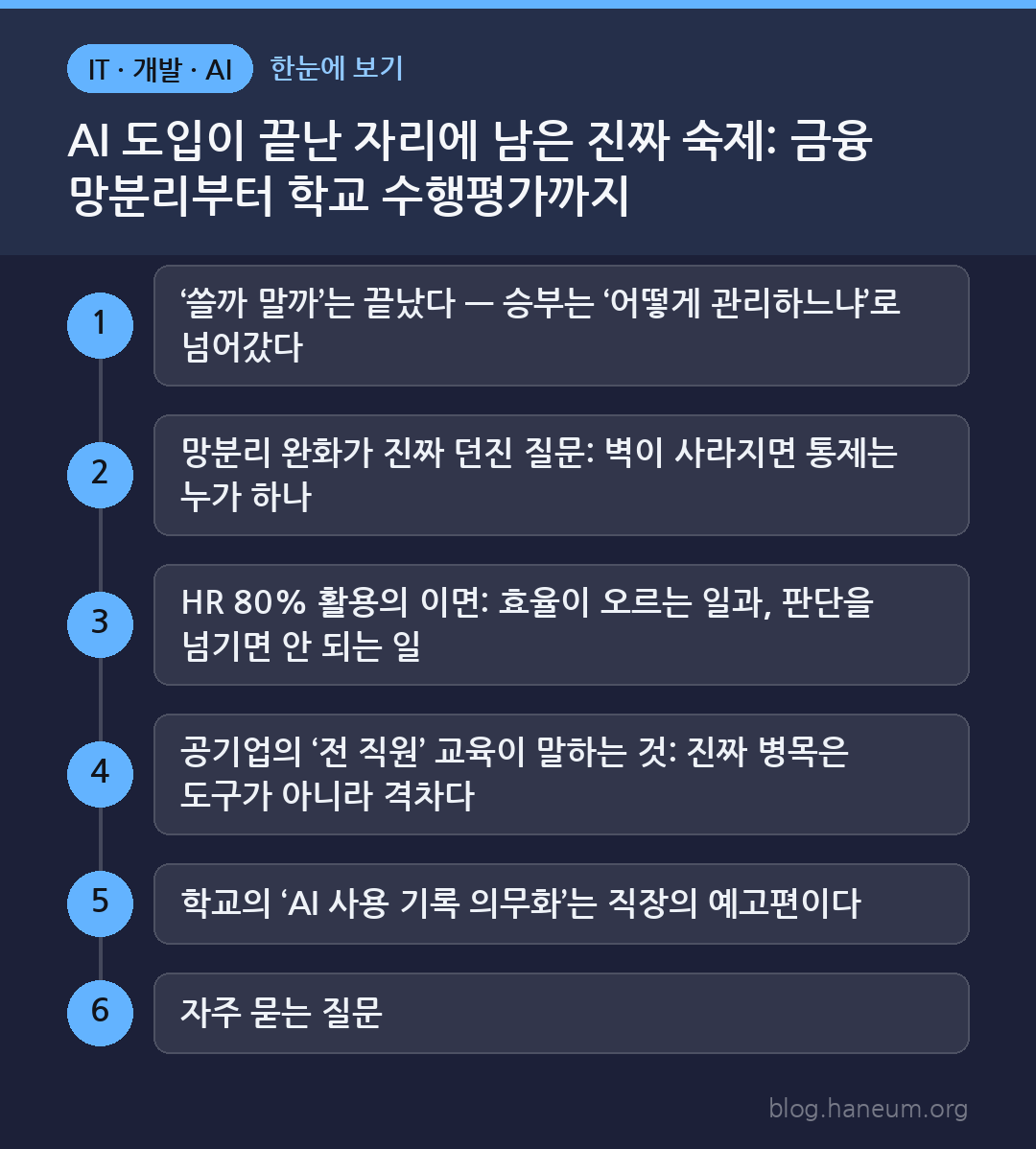 AI 도입이 끝난 자리에 남은 진짜 숙제: 금융 망분리부터 학교 수행평가까지 한눈에 보기