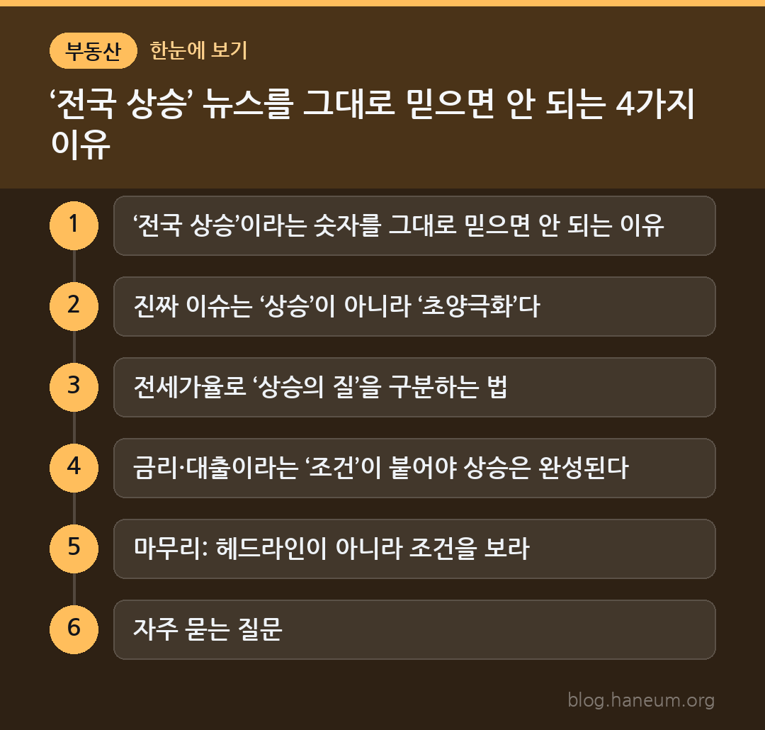‘전국 상승’ 뉴스를 그대로 믿으면 안 되는 4가지 이유 한눈에 보기