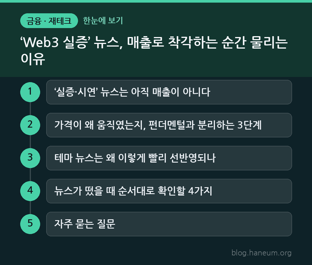 ‘Web3 실증’ 뉴스, 매출로 착각하는 순간 물리는 이유 한눈에 보기